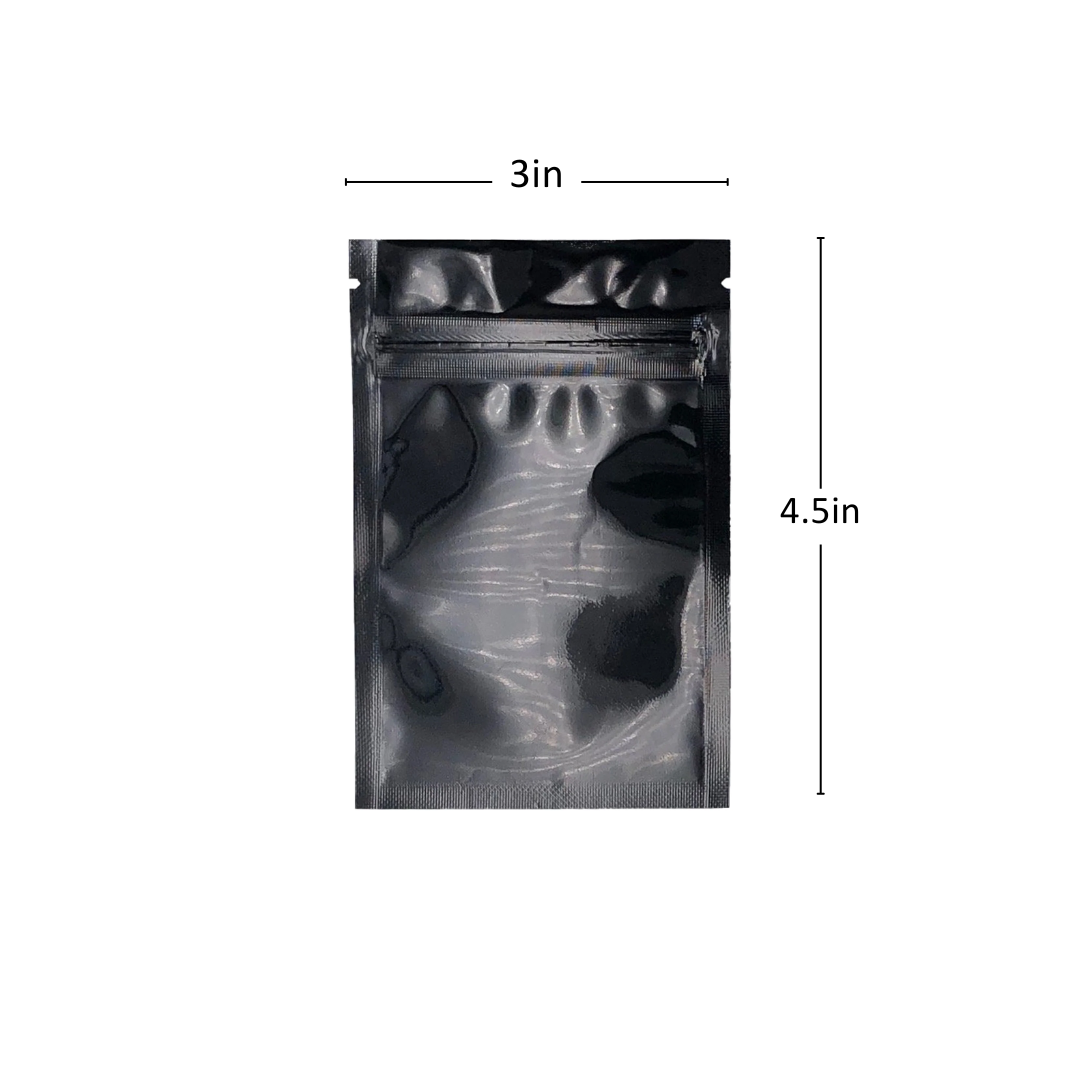 1g Black/Clear Mylar Bags  - 4000 Count ($0.1/unit) | 3"x4.5"