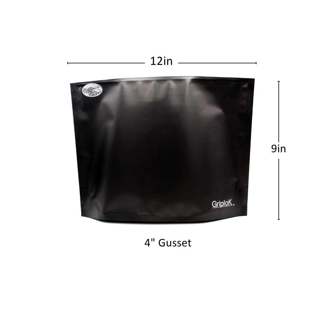 28g Matte Black Exit Bags - 500 Count ($0.54/Unit) | 12"x9"x4" - Child Resistant