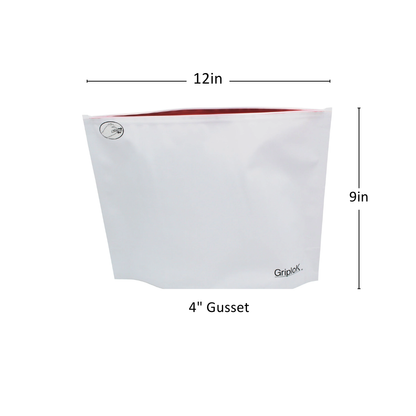 28g Matte White/Cherry Exit Bags - 500 Count ($0.54/Unit) | 12"x9"x4" - Child Resistant