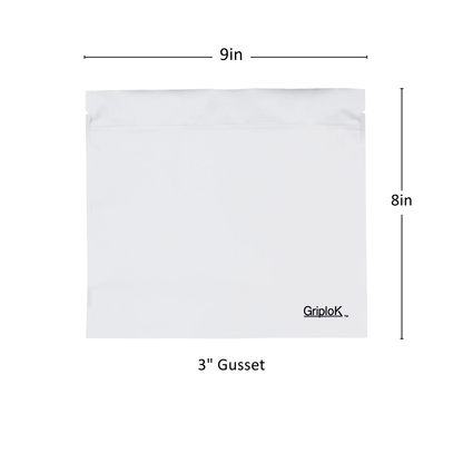 28g Matte White Bags - 800 Count ($0.38/unit) | 9"x8"x3" - Child Resistant