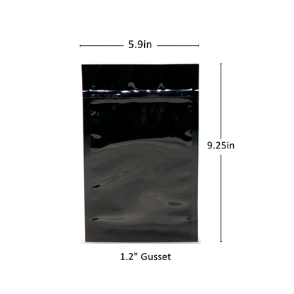 28g Black/Clear High-Barrier Mylar Bags - 1200 Count ($0.14/unit) | 5.9" x 9.25" x 1.2"