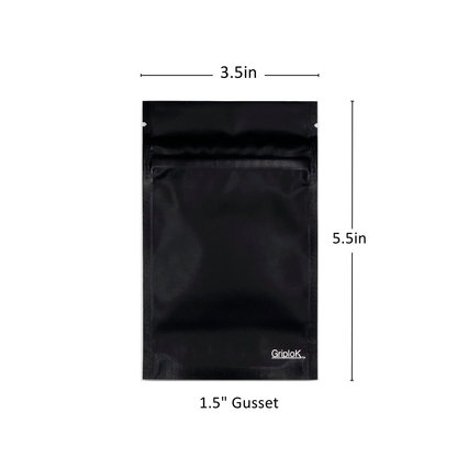 3.5g Matte Black Bags - 3200 Count ($0.22/unit) | 3.5"x5.5"x1.5" - Child Resistant