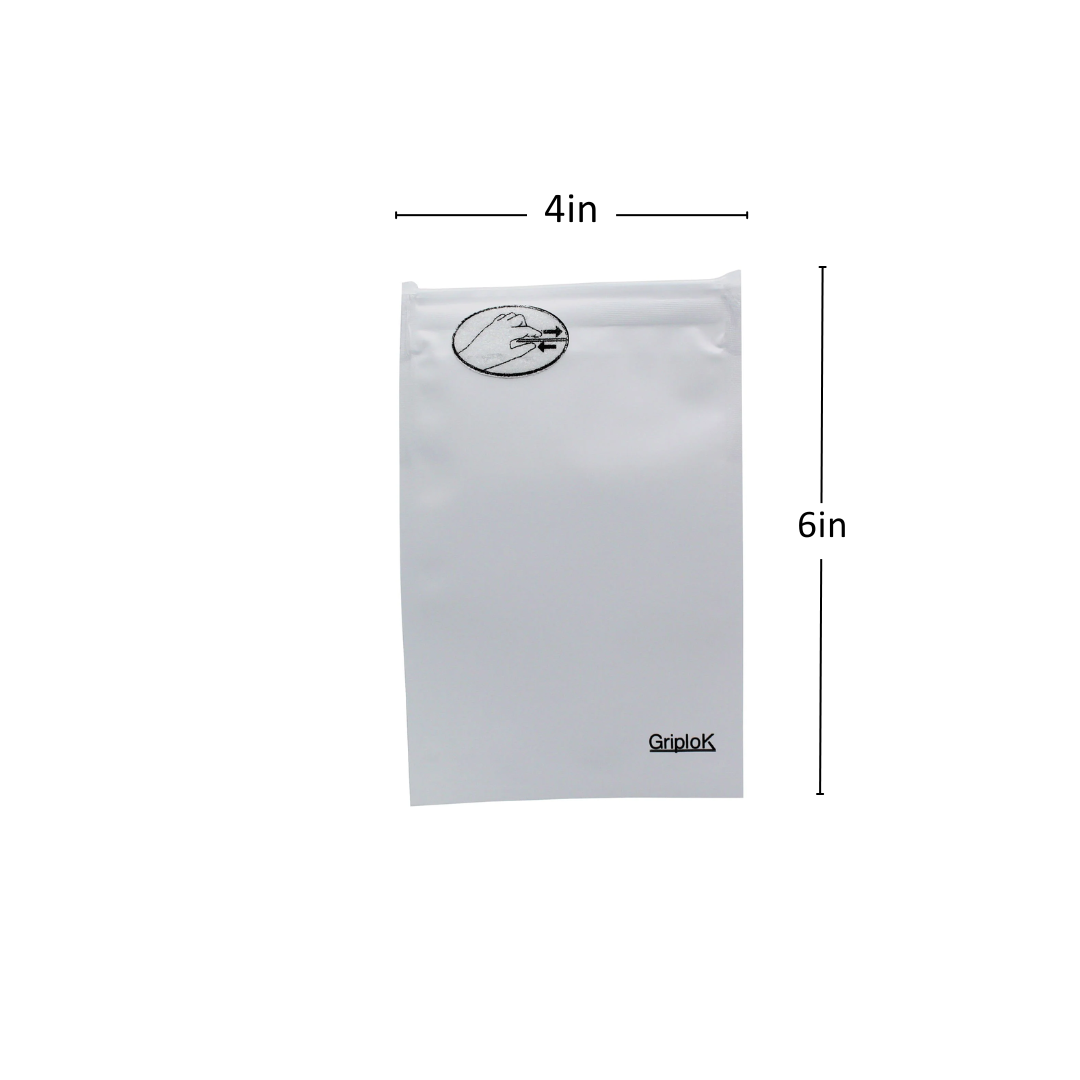 3.5g Matte White Mylar Bags - 1300 Count ($0.29/Unit) | 4"x6" - Child Resistant