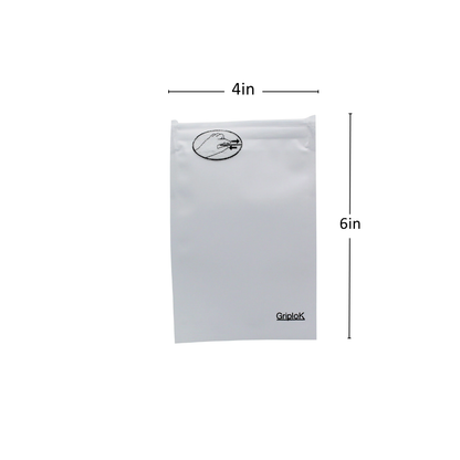3.5g Matte White Mylar Bags - 1300 Count ($0.29/Unit) | 4"x6" - Child Resistant