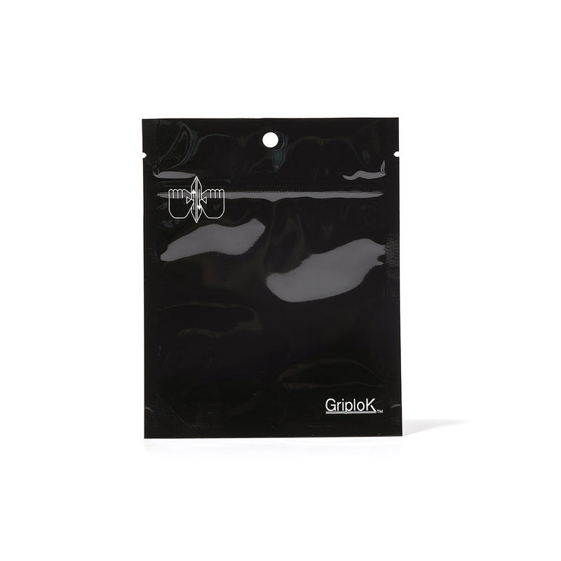 3.5g Glossy Black Mylar Bag – CR Zipper with Hanger Hole - 2400 Count ($0.18/unit) | 4” x 5” x 1.5” - Child Resistant