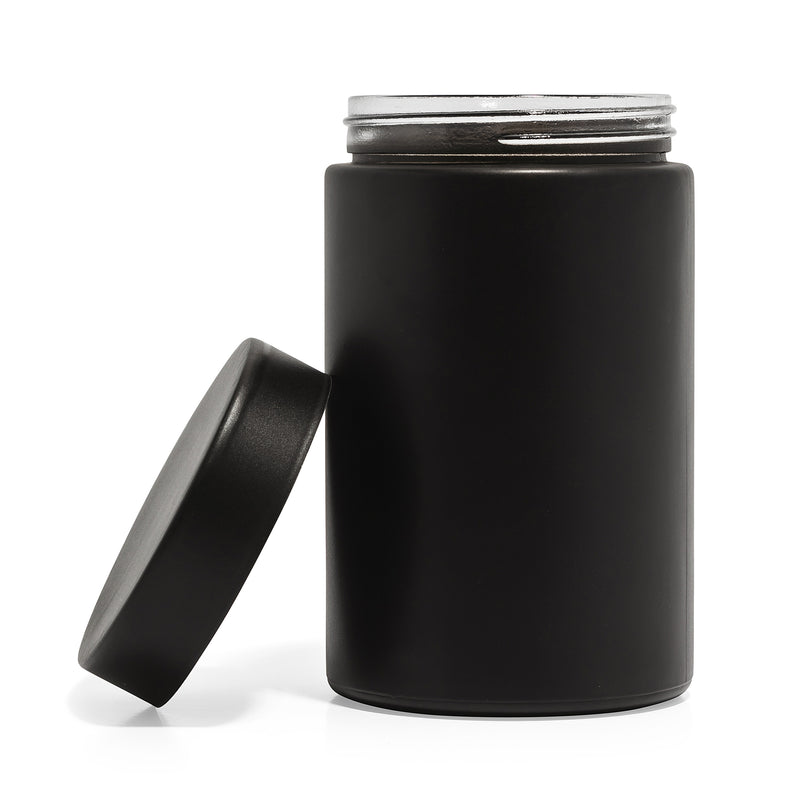 16oz Black Glass Straight-Wall Wide-Mouth Jar with Child-Resistant Lid - 48 Count ($1.29/Unit)