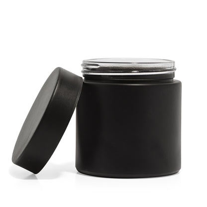 8oz Black Glass Straight-Wall Wide-Mouth Jar with Child-Resistant Lid - 48 Count ($1.43/Unit)