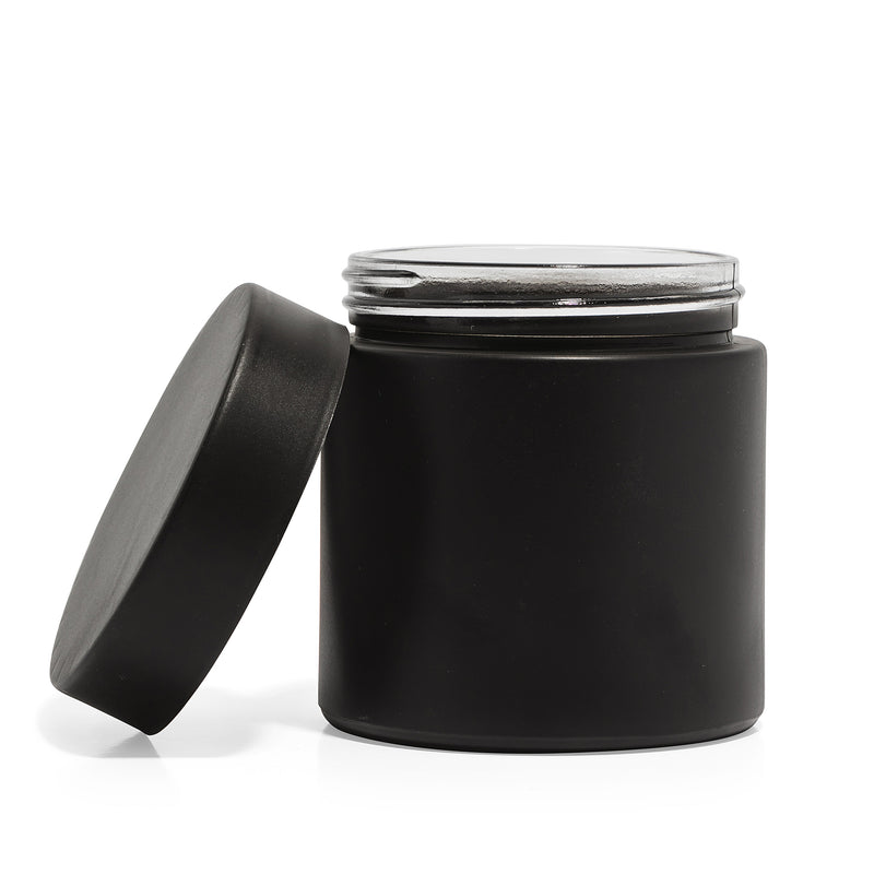8oz Black Glass Straight-Wall Wide-Mouth Jar with Child-Resistant Lid - 48 Count ($0.86/Unit)