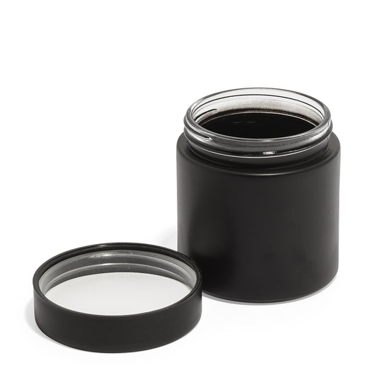 8oz Black Glass Straight-Wall Wide-Mouth Jar with Child-Resistant Lid - 48 Count ($1.43/Unit)