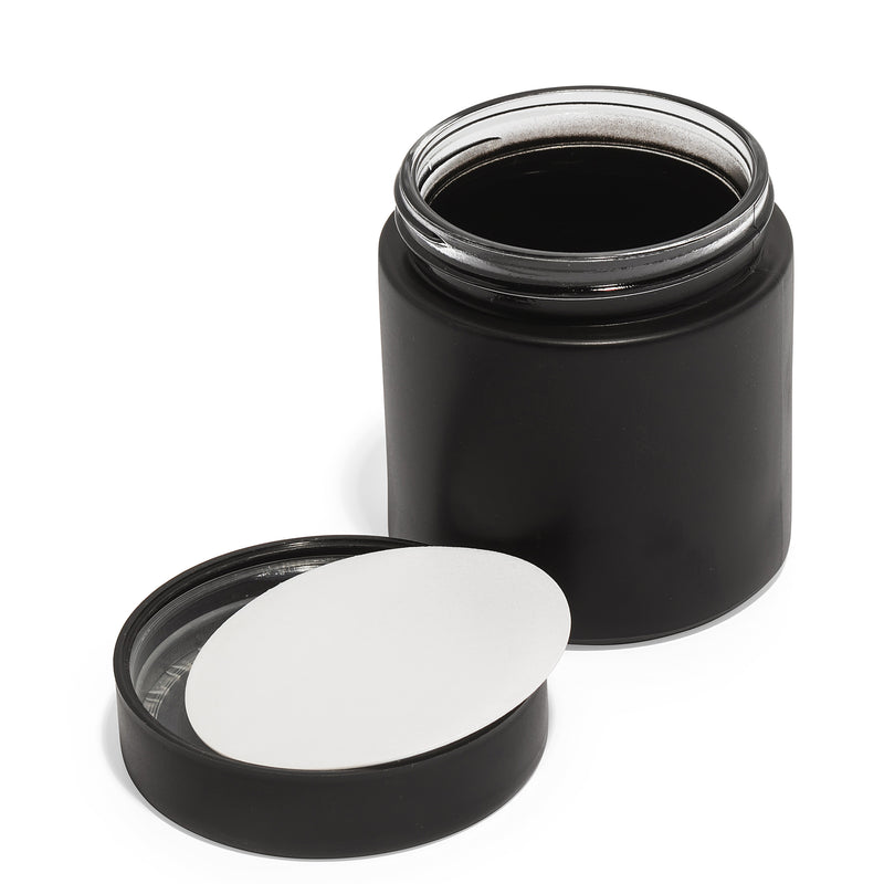 8oz Black Glass Straight-Wall Wide-Mouth Jar with Child-Resistant Lid - 48 Count ($0.86/Unit)