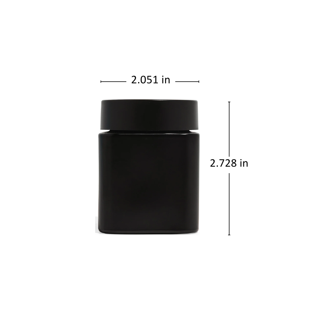 4oz Square Matte Black Straight Sided Glass Jar Only - 70 Count ($0.85/Unit)