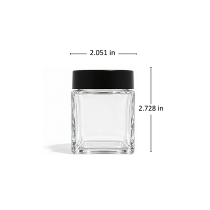 4oz Square Clear Straight Sided Glass Jar w/CR Flush 53/400 Cap - 70 Count ($0.71/Unit)
