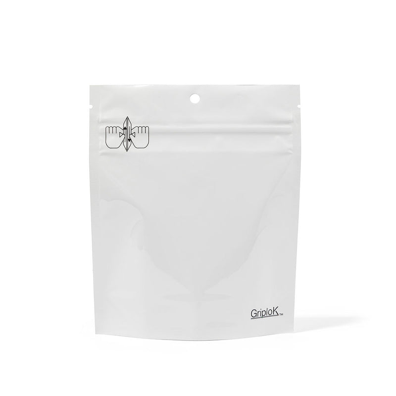 7g Glossy White Mylar Bag – CR Zipper with Hanger Hole - 2000 Count ($0.27/unit) | 5” x 6” x 2” - Child Resistant