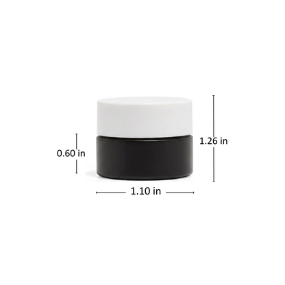 9ml Matte Black Glass Concentrate Jar with White CR Flat Cap with No Teflon Liner - 350 Count ($0.58/unit)