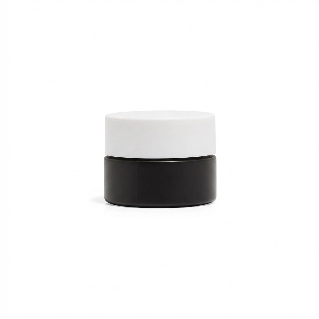 9ml Matte Black Glass Concentrate Jar with White CR Flat Cap with No Teflon Liner - 350 Count ($0.58/unit)