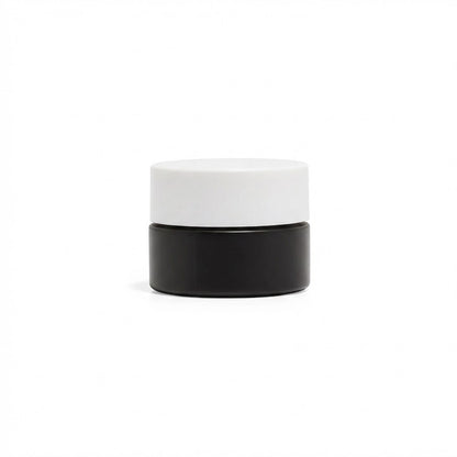 9ml Matte Black Glass Concentrate Jar with White CR Flat Cap with No Teflon Liner - 350 Count ($0.58/unit)