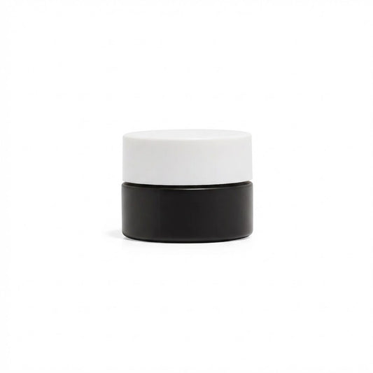 9ml Matte Black Glass Concentrate Jar with White CR Flat Cap with No Teflon Liner - 350 Count ($0.58/unit)