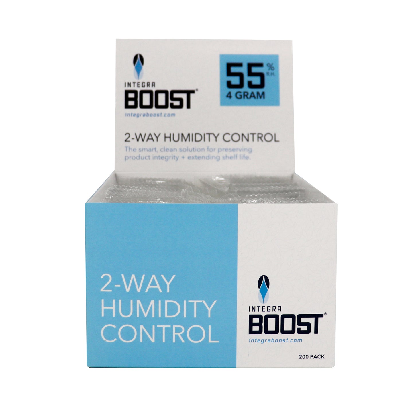 4g RETAIL Integra Humidity Control 55% RH, Individually Overwrapped, w/ HIC, 200 packs per display, 4 displays per master case - 800 Count ($0.48/Unit)