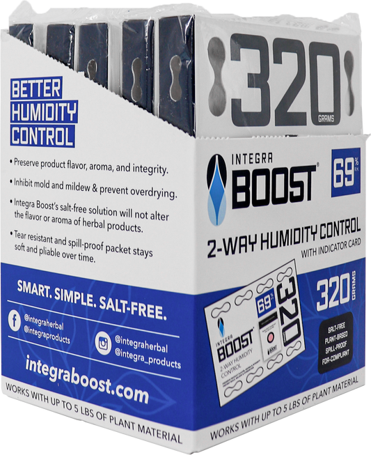 320g RETAIL Integra Humidity Control 69% RH, Individually Overwrapped, w/ HIC, 5 packs per display, 8 displays per master case - 40 Count ($8.40/Unit)