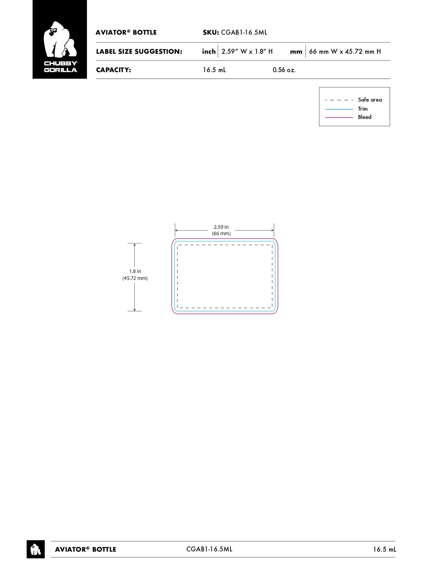16.5ml Chubby Gorilla Aviator CR Bottle - 1000 Count ($0.2671/Unit)