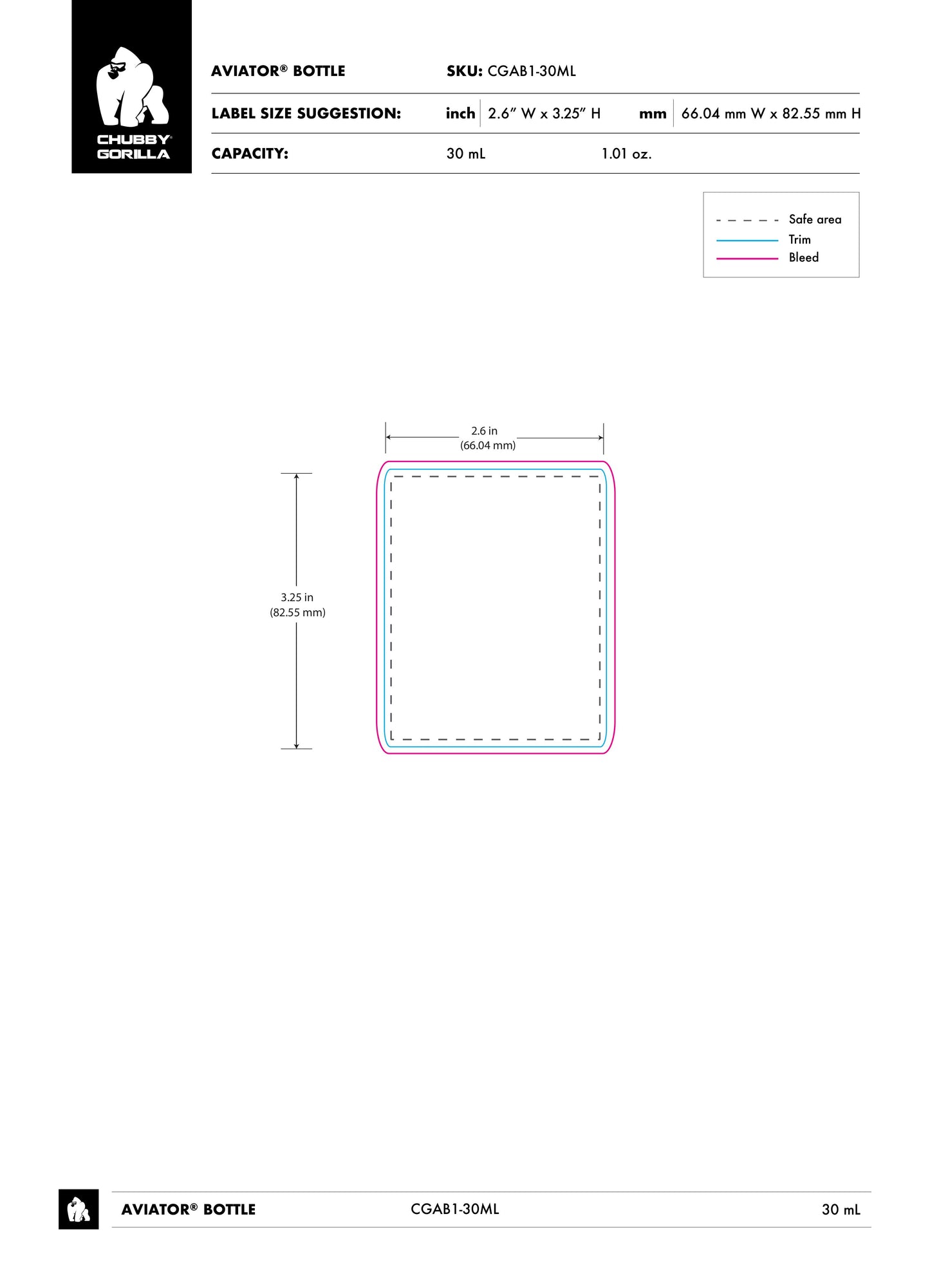 30ml Chubby Gorilla Aviator CR Bottle - 1000 Count ($0.3116/Unit)
