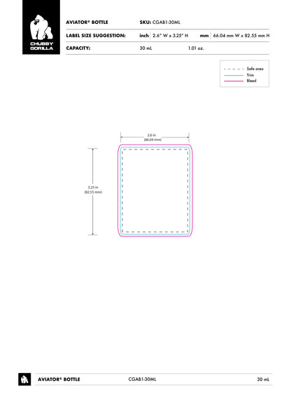 30ml Chubby Gorilla Aviator CR Bottle - 1000 Count ($0.3116/Unit)
