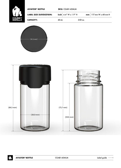 60ml Chubby Gorilla Mini Aviator CR Bottle - 500 Count ($0.5676/Unit)