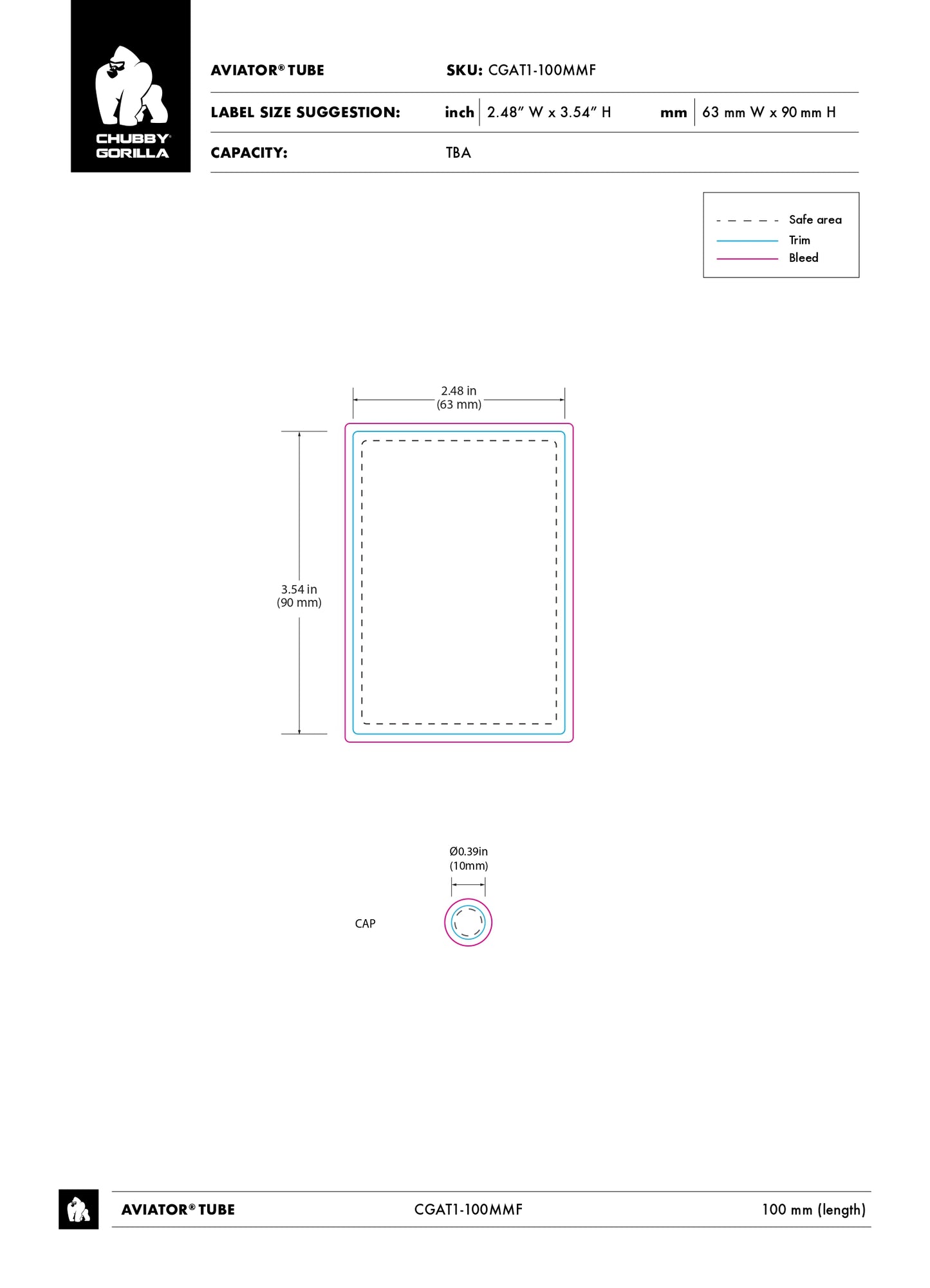 100mm Chubby Gorilla Aviator CR Tubes FLAT BOTTOM- 500 Count ($0.4452/Unit)