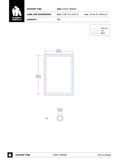 100mm Chubby Gorilla Aviator CR Tubes FLAT BOTTOM- 500 Count ($0.4452/Unit)