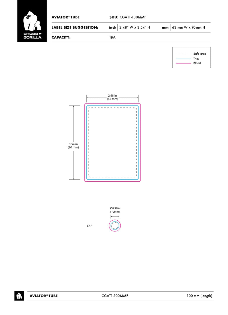 100mm Chubby Gorilla Aviator CR Tubes FLAT BOTTOM- 500 Count ($0.40/Unit)