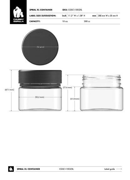 10oz Chubby Gorilla Spiral CR XL Container w/ Inner Seal & Tamper Evident Break-Off Band - 80 Count ($2.0479/Unit)