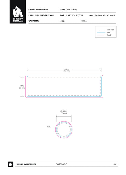 4oz Chubby Gorilla Spiral CR Container w/ Inner Seal & Tamper Evident Break-Off Band - 400 Count ($0.7346/Unit)