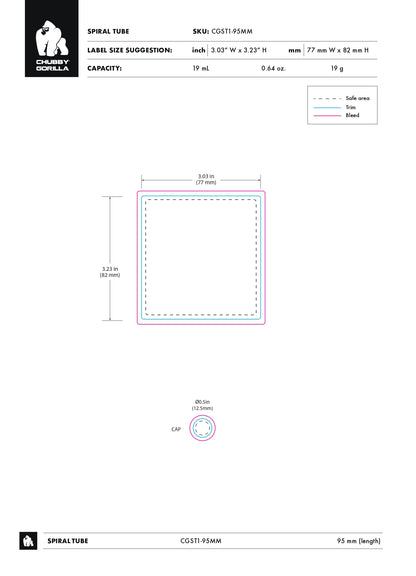 95mm Chubby Gorilla Spiral CR Tubes - 300 Count ($0.5788/Unit)