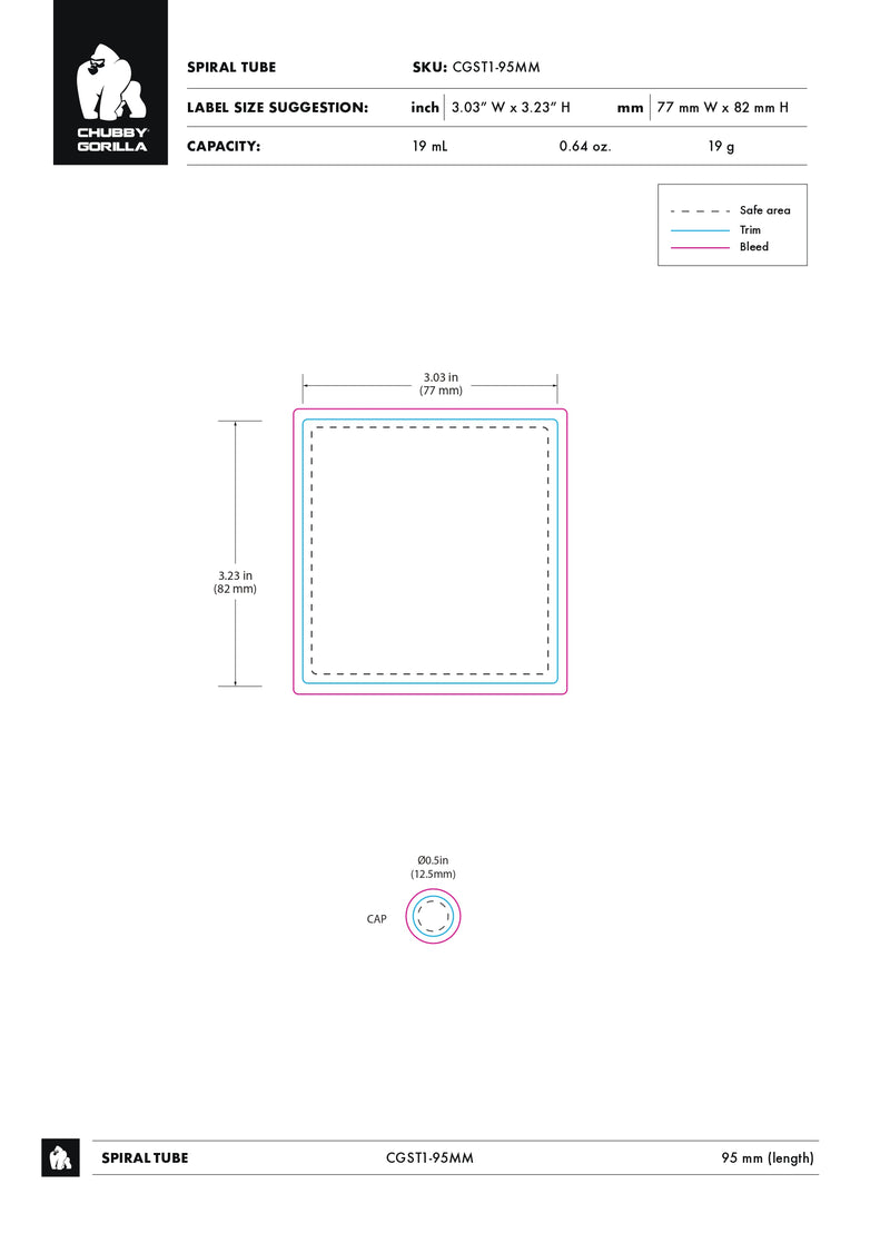 95mm Chubby Gorilla Spiral CR Tubes - 300 Count ($0.52/Unit)