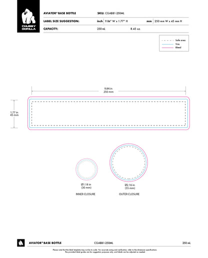 250ML Chubby Gorilla Aviator CR Base Bottle w/ Inner Seal, Tamper Evident Break-Off Band & Dosing Cup - 120 Count ($1.3356/Unit)