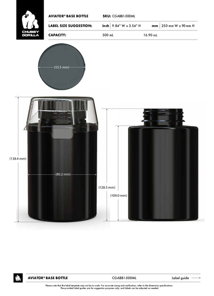 500ML Chubby Gorilla Aviator CR Base Bottle w/ Inner Seal, Tamper Evident Break-Off Band & Dosing Cup - 60 Count ($1.6584/Unit)
