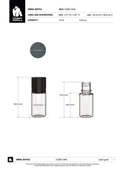 10ml Chubby Gorilla Spiral Bottle w/ Inner Seal & Tamper Evident Break-Off Band - 1000 Count ($0.2337/Unit)