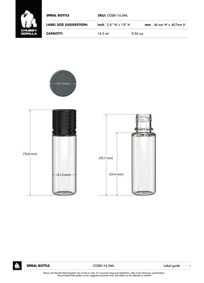 16.5ml Chubby Gorilla Spiral Bottle w/ Inner Seal & Tamper Evident Break-Off Band - 1000 Count ($0.2838/Unit)