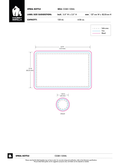 120ml Chubby Gorilla Spiral Bottle w/ Inner Seal & Tamper Evident Break-Off Band - 400 Count ($0.6233/Unit)