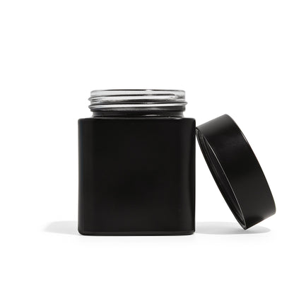 4oz Square Matte Black Straight Sided Glass Jar Only - 70 Count ($0.85/Unit)