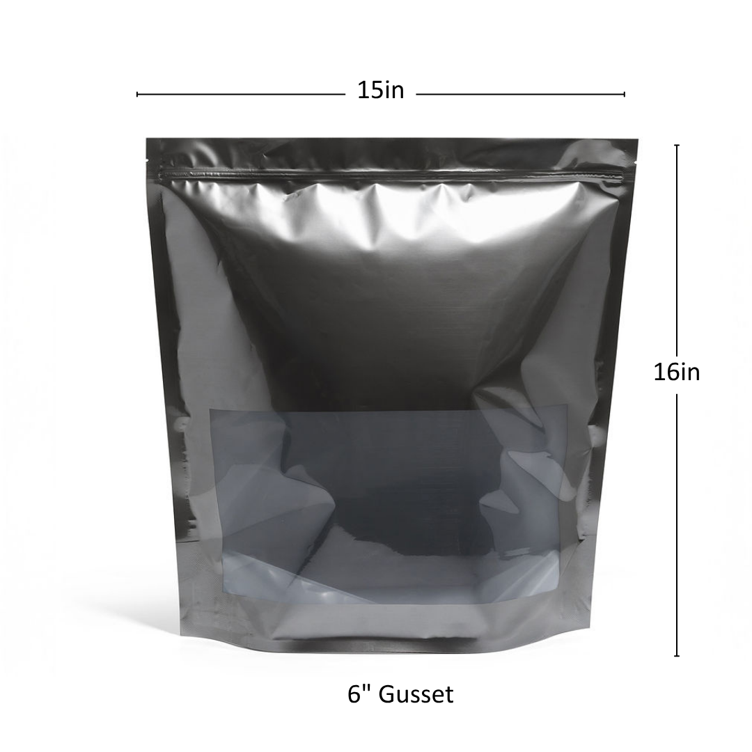 1lb Silver Grower Storage Bags with Window - 250 Count ($1.27/Unit)