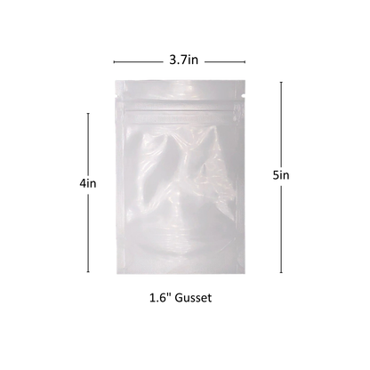 3.5g White/Clear Mylar Bags - 2000 Count ($0.105/unit) | 3.7"x5"x1.6"