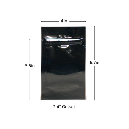 7g Black High-Barrier Mylar Bags - 1200 Count ($0.11/unit) | 4"x6.7"x2.4"