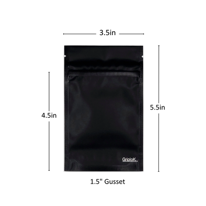 3.5g Matte Black/Clear Bags - 3200 Count ($0.22/unit) | 3.5"x5.5"x1.5" - Child Resistant