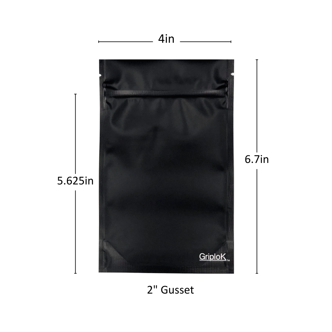 7g Matte Black Bags - 2400 Count ($0.27/unit) | 4"x6.7"x2" - Child Resistant