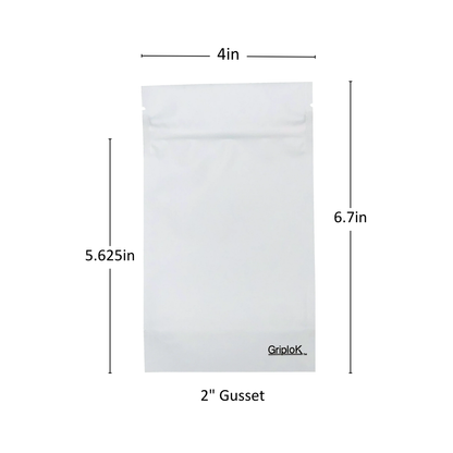 7g Matte White Bags - 2400 Count ($0.27/unit) | 4"x6.7"x2" - Child Resistant