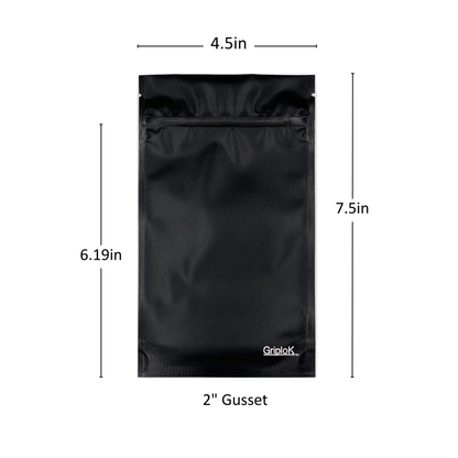 14g Matte Black Bags - 1900 Count ($0.34/unit) | 4.5"x7.5"x2" - Child Resistant