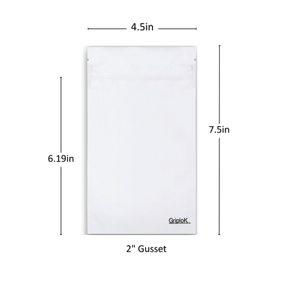 14g Matte White Bags - 1900 Count ($0.34/unit)| 4.5"x7.5"x2" - Child Resistant