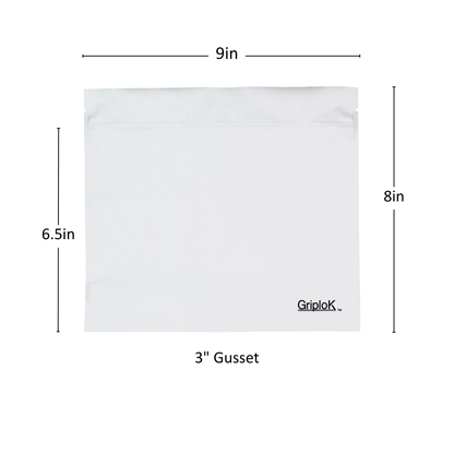 28g Matte White Bags - 800 Count ($0.38/unit) | 9"x8"x3" - Child Resistant