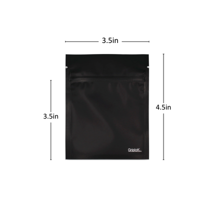 1g Matte Black Bags - 2000 Count ($0.19/unit) | 3.5"x4.5" - Child Resistant